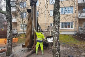 Bergvärmeborrning i kvarteret Lillsjönäs.